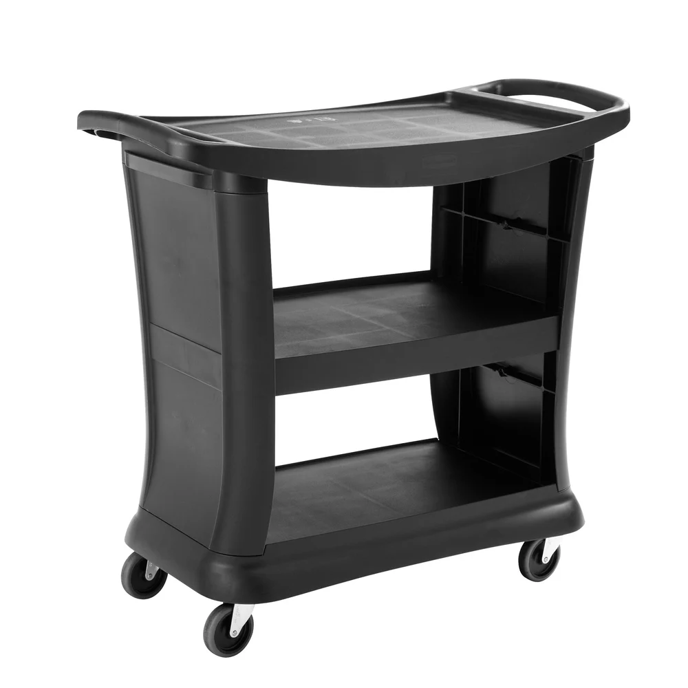 Rubbermaid Commercial Products Executive Series Service Cart, 3-Shelf, Black thumbnail 2