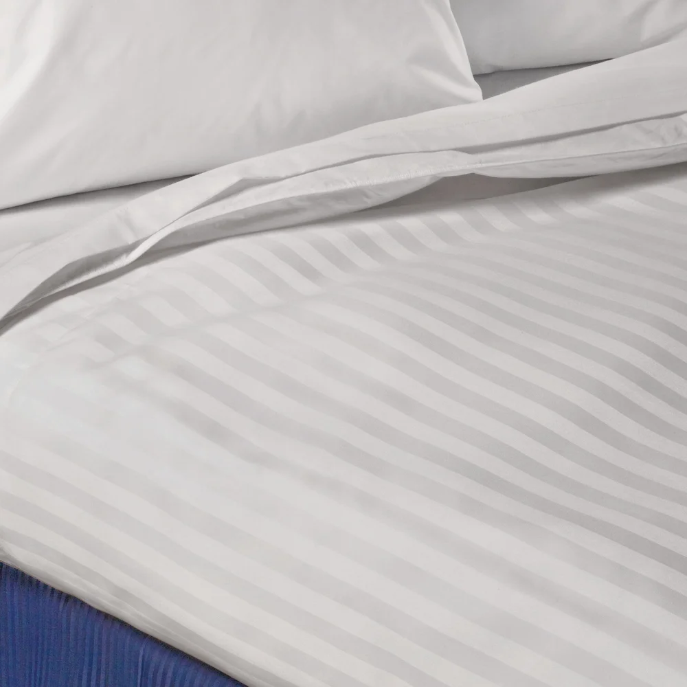 1888 Mills Beyond Textures 100% Polyester Top Sheet, Wide Satin Stripe, White, King