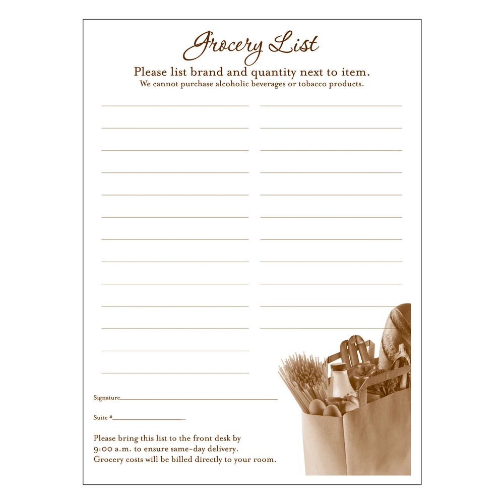 Grocery List, Registry, 4 Inch X 5 Inch