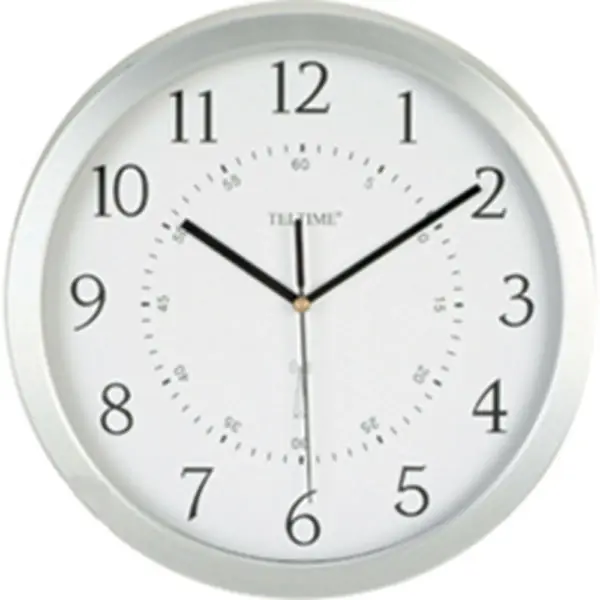 10″ Radio Controlled Commercial Wall Clock, Matte Silver Finish