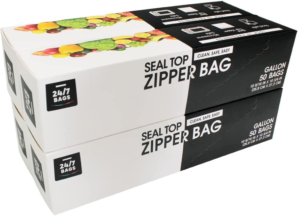 Plastic Gallon Bags with Zipper 200 Count