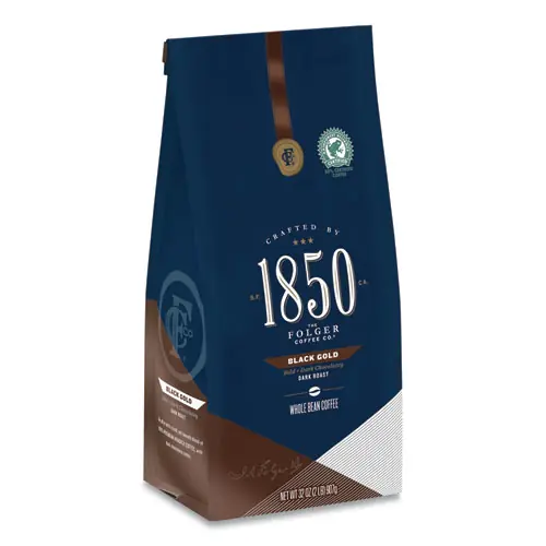 1850 Coffee, Black Gold, Dark Roast, Whole Bean, 2 lb Bag