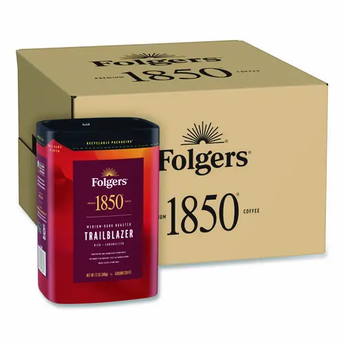 1850 Trailblazer Roast Ground Coffee, 12 oz Canister, 6/Carton