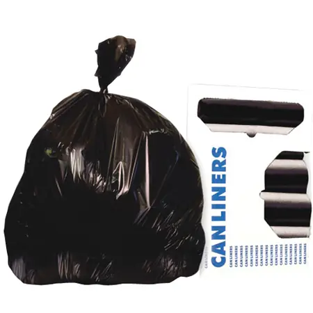 38 x 58 High-Density Black Liners, 17 Micron Equivalent, 60 Bags per Roll, 8 Rolls per Case