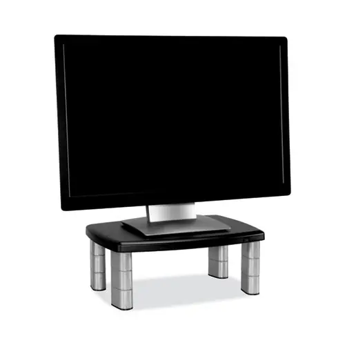 3M™ Adjustable Height Monitor Stand, Black/Silver, Supports 80 lbs