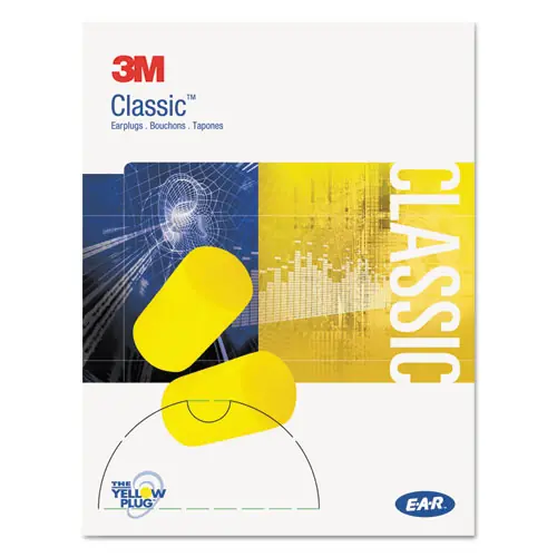 3M™ E-A-R Classic Small Earplugs in Pillow Paks, Cordless, PVC Foam, Yellow, 200 Pairs/Box