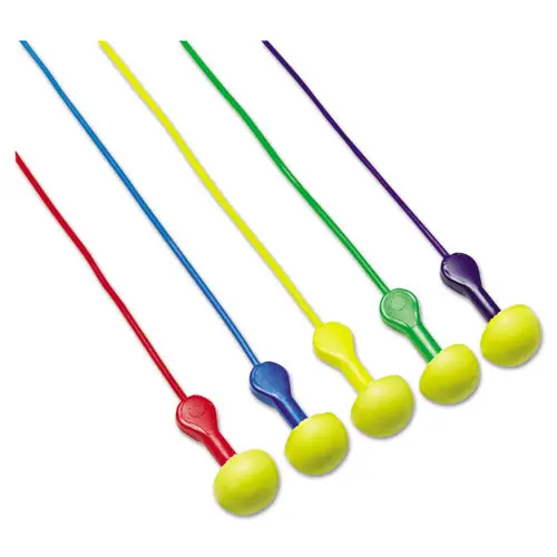 3M™ E-A-R Express Pod Plugs Single-Use Earplugs, Corded, 25 dB NRR, Yellow Plug Tips with Assorted Color Cords, 100 Pairs