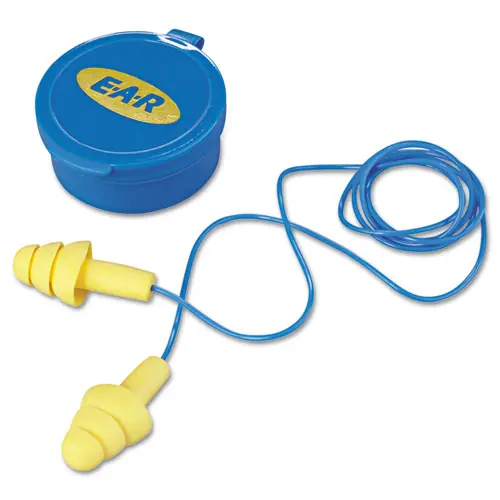 3M™ E-A-R UltraFit Multi-Use Earplugs, Corded, 25NRR, Yellow/Blue, 50 Pairs