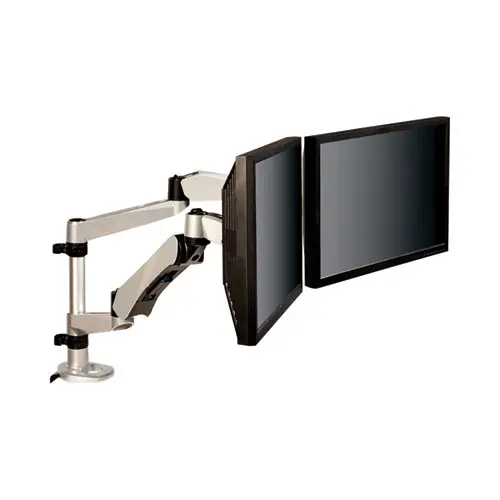 3M™ Easy-Adjust Desk Dual Arm Mount for 27" Monitors, Silver, Supports up to 20 lb