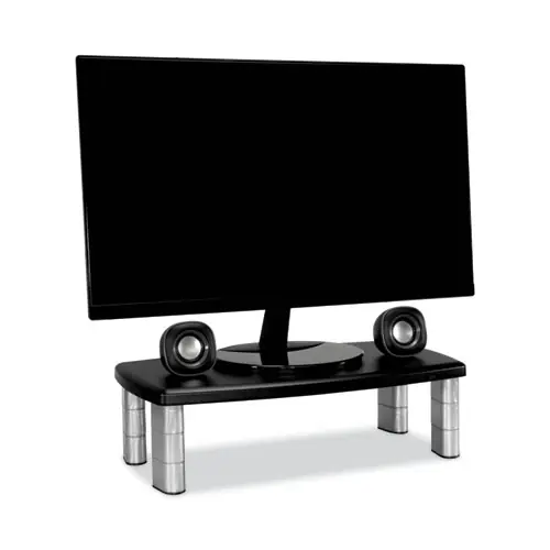3M™ Extra-Wide Adjustable Monitor Stand, Silver/Black, Supports 40 lbs