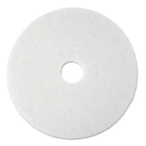 3M™ Low-Speed Super Polishing Floor Pads 4100, White, 13" Diameter, 5/Carton