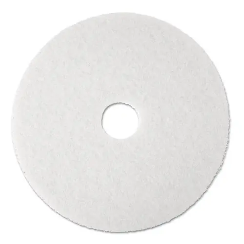 3M™ Low-Speed Super Polishing Floor Pads 4100, 19" Diameter, White, 5/Carton