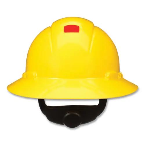 3M™ SecureFit Full Brim Hard Hat with Uvicator, Four-Point Ratchet Suspension, Yellow