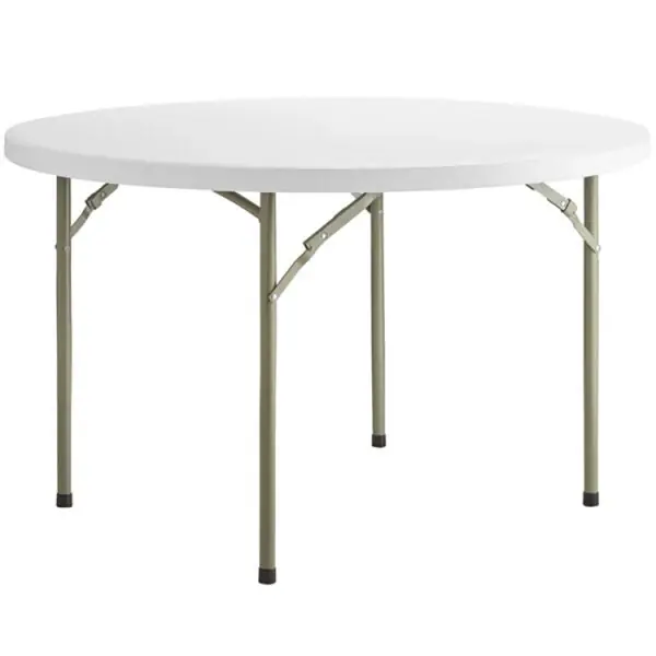48″ Round White Plastic Folding Table
