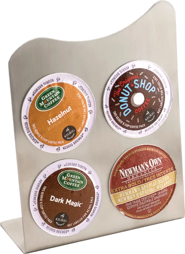 4 Cup K-Cup® Holder, Flared (curved top), Brushed Stainless Steel Finish