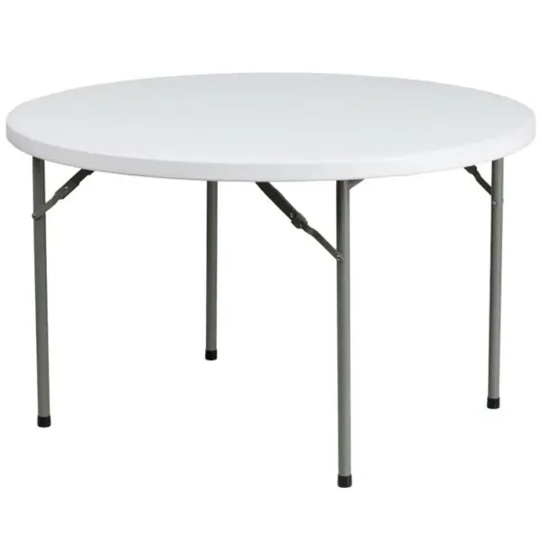 4-Foot Round White Plastic Folding Table