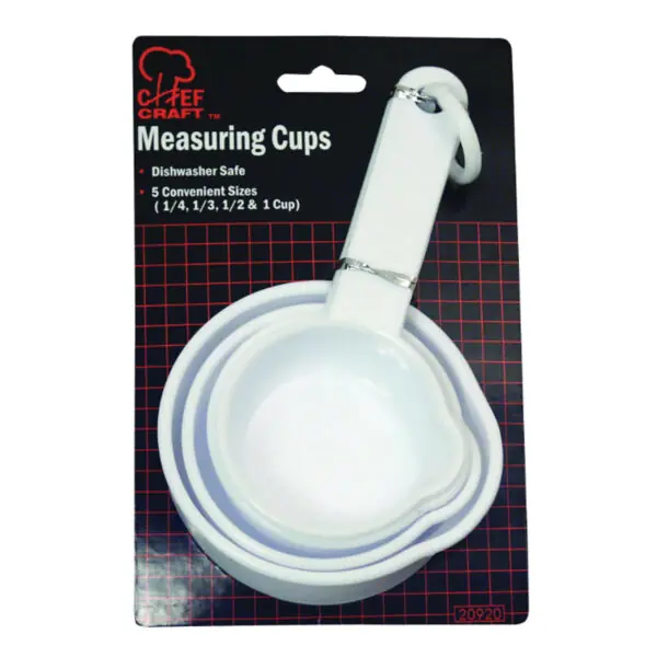 4 PC Measuring Cup Set, White Plastic
