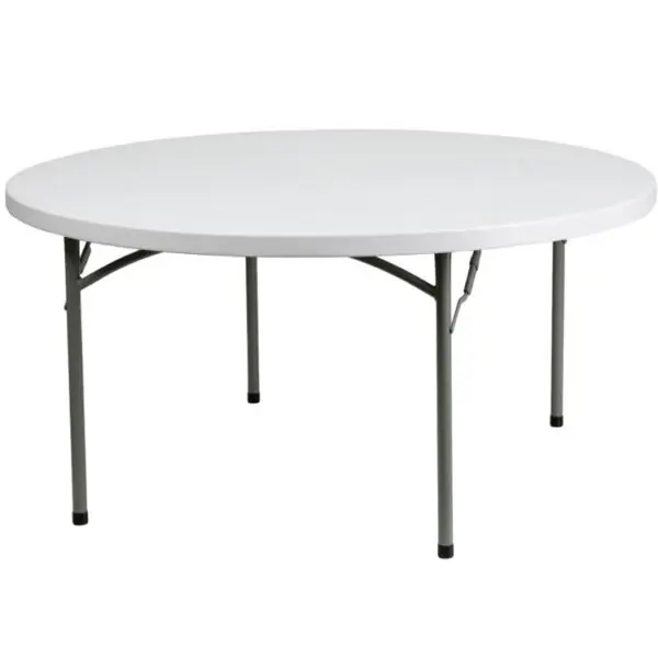 5-Foot Round White Plastic Folding Table