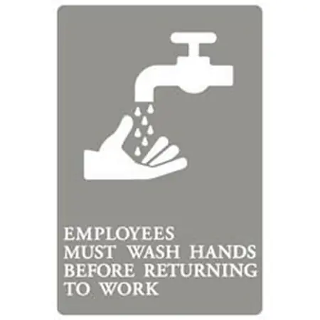 6x9 ADA Sign | Employees Must Wash Hands - Gray/White