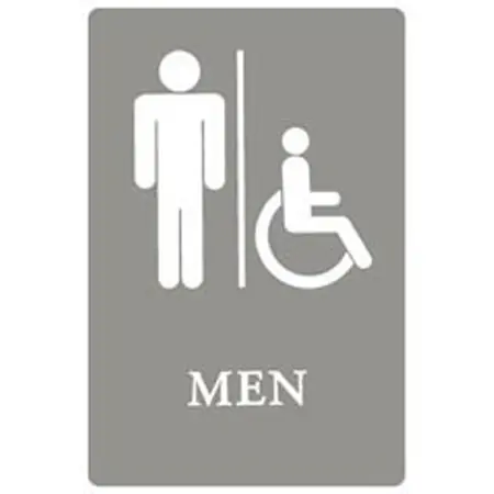 6x9 ADA Sign | Men Handicap Accessible - Gray/White