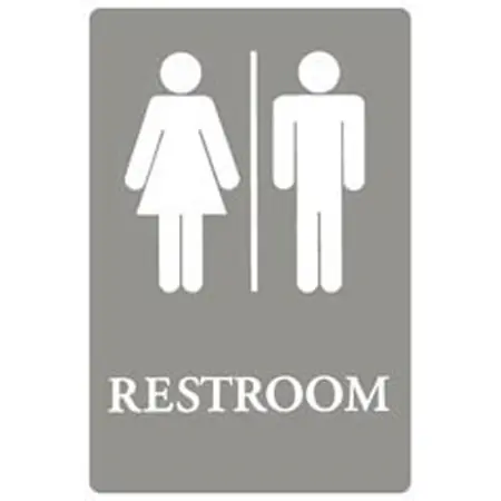 6x9 ADA Restroom Sign - Gray/White