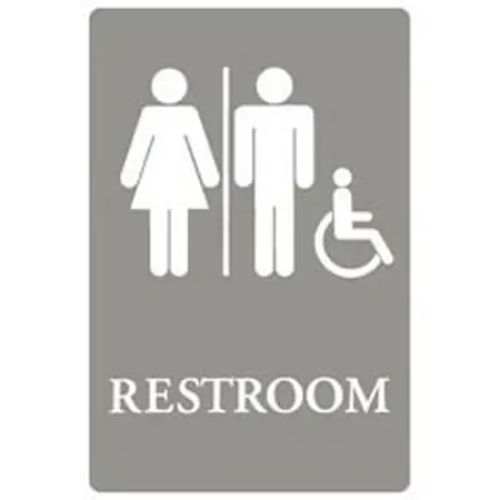 6x9 ADA Sign | Restroom Handicap - Gray/White
