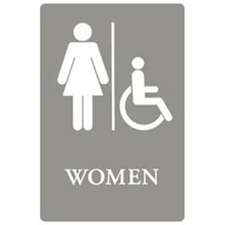 6x9 ADA Sign - Women Handicap Accessible, Gray/White