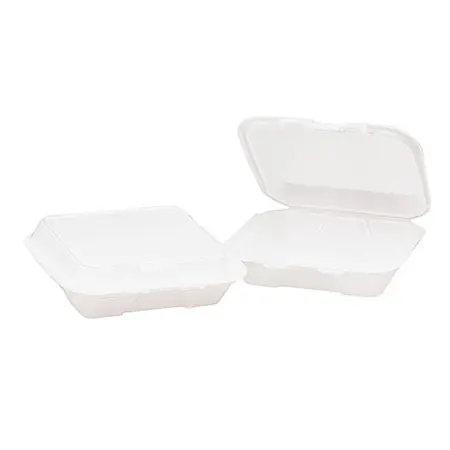 9x9x3 3comp White Foam Hinged Container (2/100)