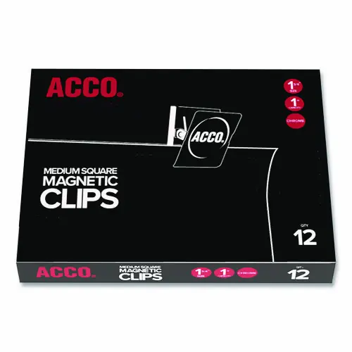 ACCO Magnetic Clip, 1" Jaw Capacity, Silver, 12/Pack