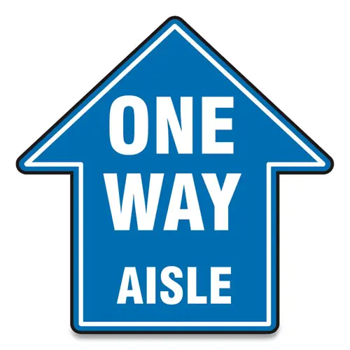 Accuform® Slip-Gard Social Distance Floor Signs, 12" x 12", "One Way Aisle", Blue, 25/Pack