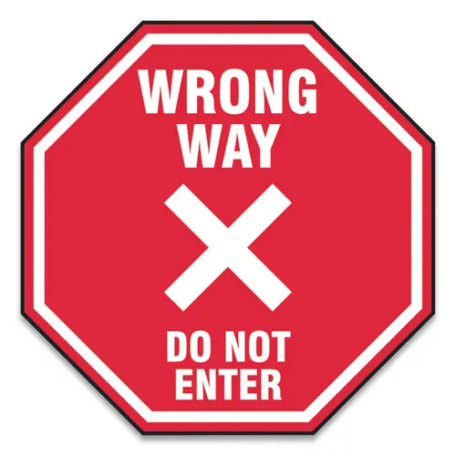 Accuform® Slip-Gard Social Distance Floor Signs, "Wrong Way Do Not Enter", Red, 17 x 17, Pack of 25