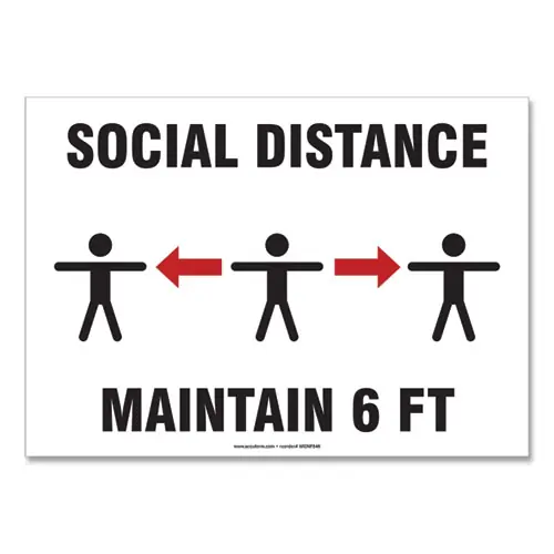 Accuform® Social Distance Signs, Wall Mount, 14 x 10, White, 10/Pack