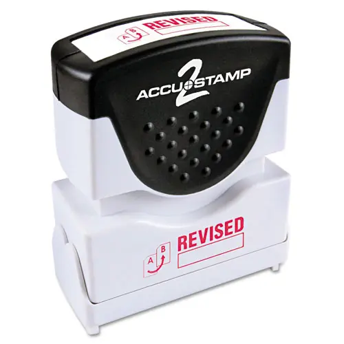 ACCUSTAMP2® Pre-Inked Shutter Stamp, REVISED, Red Ink, 1.63" x 0.5"