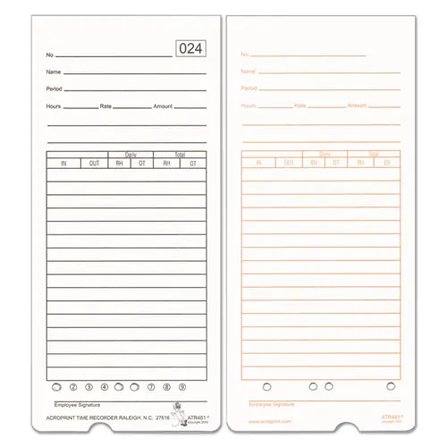 Acroprint® Time Clock Cards for Acroprint ATR480, Two Sides, 7.5 x 3.35, 50/Pack