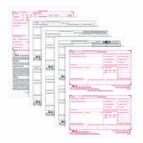 Adams® 4-Part W-2 Tax Forms with Tax Forms Helper, Fiscal Year 2024, 50 Forms, 8.5 x 5.5, Four-Part Carbonless, 2 Forms per Sheet
