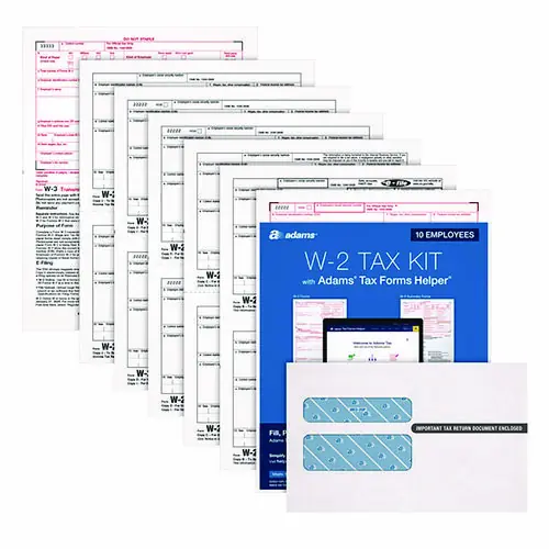 Adams® 6-Part W-2 Tax Form Kit with Security Envelopes and Tax Forms Helper, 2024