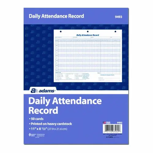 Adams® Attendance Records, One Part, 50 Forms, 11 x 8.5