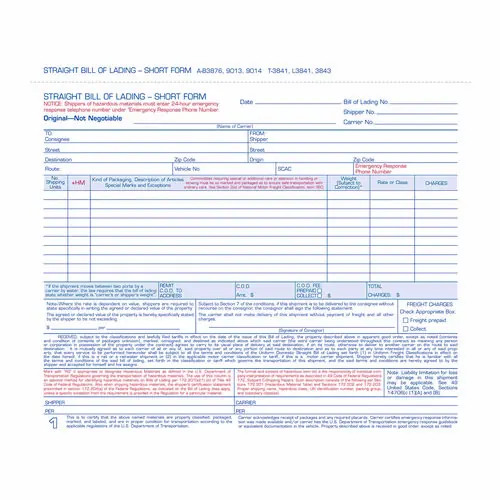 Adams® Bill of Lading - Short Form