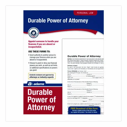 Adams® Durable Power of Attorney Digital Download with Instructions, Unlimited Forms, 8.5 x 11