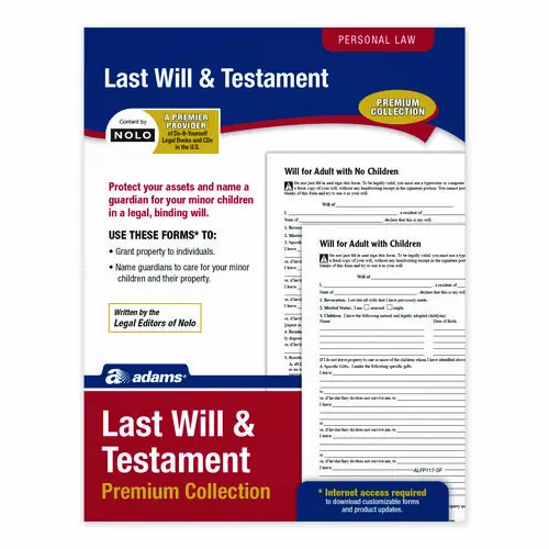 Adams® Last Will and Testament Digital Download with Instructions