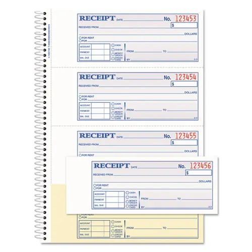 Adams® Multipart Money/Rent Receipt Book, Two-Part Carbonless, 200 Forms, 7.13" x 2.75", 4 Forms per Sheet