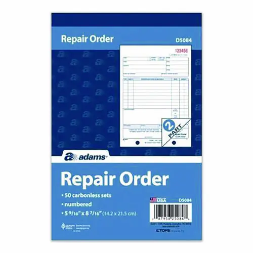 Adams® Multipart Repair Order Pad, Two-Part Carbonless, 50 Forms, 5.56 x 7.94