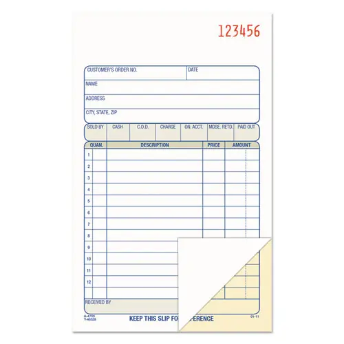 Adams® Multipart Sales Order Pad, Two-Part Carbonless, 4.19 x 6.69, 50 Forms, 12 Lines