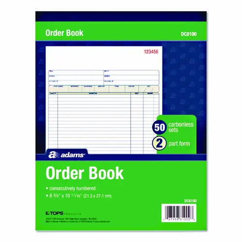 Adams® Multipart Sales Order Pad, Two-Part Carbonless, 50 Forms, 8.38" x 10.19"