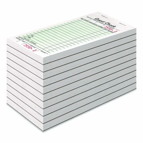 Adams® One-Part Guest Check Pad with Perforated Stub, 3.4 x 6.25, 50 Forms/Pad, 10 Pads/Pack