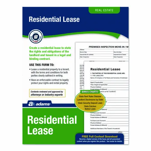 Adams® Residential Lease Form Sets, One-Part (No Copies), 8.5 x 11, 4 Forms per Set, 4 Sets per Pack
