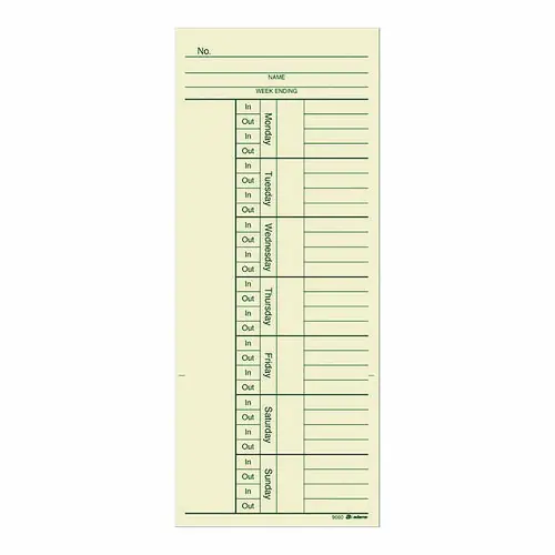 Adams® Time Cards for Acroprint, Amano and Lathem Time Clocks, Two Sides, 200/Pack