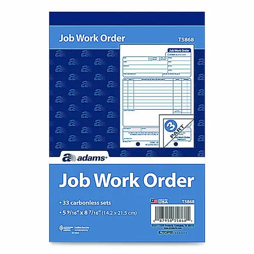 Adams® Work Order Form, Three-Part Carbonless, 250 Sets/Pack