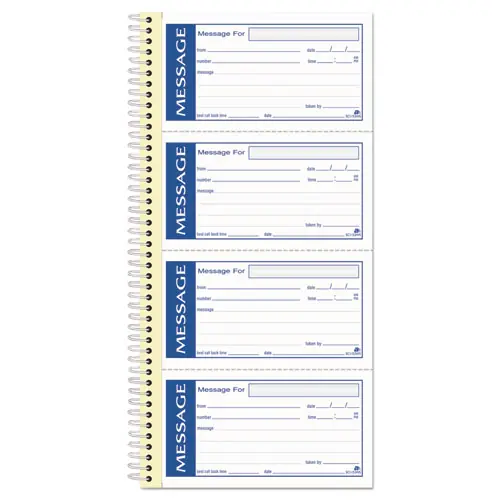 Adams® Write 'n Stick Phone Message Book, Two-Part Carbonless, 200 Forms, 4 Forms Per Sheet, 4.75 x 2.75