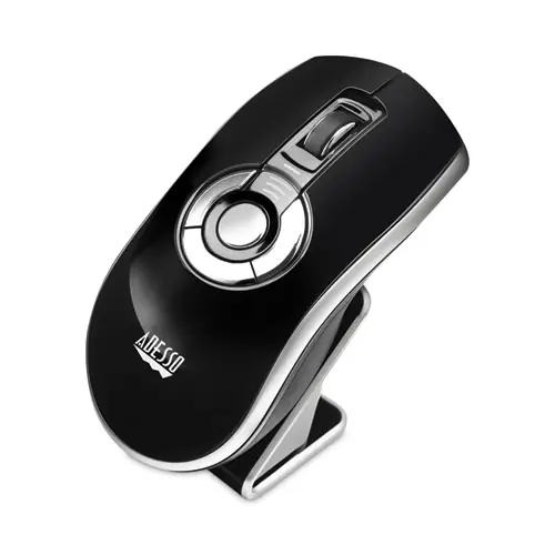 Adesso Air Mouse Elite Wireless Presenter Mouse, 2.4 GHz, 100 ft Wireless Range, Ambidextrous, Black